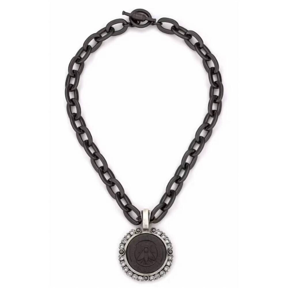 NEW FRENCH KANDE women's josephine necklace in lourdes graphite
